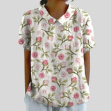 Gloria | Blouse Imprimée Florale à Manches Courtes Femme Col Classique