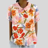 Gloria | Blouse Imprimée Florale à Manches Courtes Femme Col Classique