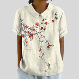 Gloria | Blouse Imprimée Florale à Manches Courtes Femme Col Classique