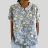 Gloria | Blouse Imprimée Florale à Manches Courtes Femme Col Classique