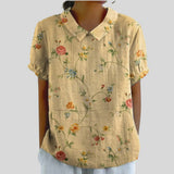 Gloria | Blouse Imprimée Florale à Manches Courtes Femme Col Classique