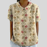 Gloria | Blouse Imprimée Florale à Manches Courtes Femme Col Classique