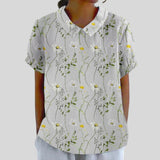 Gloria | Blouse Imprimée Florale à Manches Courtes Femme Col Classique