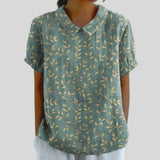 Gloria | Blouse Imprimée Florale à Manches Courtes Femme Col Classique