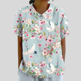 Gloria | Blouse Imprimée Florale à Manches Courtes Femme Col Classique