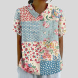 Gloria | Blouse Imprimée Florale à Manches Courtes Femme Col Classique