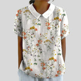Gloria | Blouse Imprimée Florale à Manches Courtes Femme Col Classique