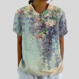 Gloria | Blouse Imprimée Florale à Manches Courtes Femme Col Classique