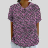 Gloria | Blouse Imprimée Florale à Manches Courtes Femme Col Classique