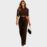 Mareen - Ensemble ajusté pour l'automne avec top et pantalon pour femmes