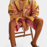 Adriana | Cardigan en Maille avec Motif Floral et Coupe Ample