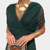 Magda - Robe longue fleurie avec décolleté en V