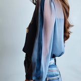 Irene | Blouse Florale Élégante à Manches Longues Femme Transparente
