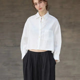 Jimena | Chemise en Lin Cropped Femme Manches Longues Oversize