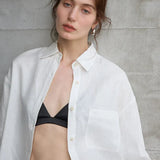 Jimena | Chemise en Lin Cropped Femme Manches Longues Oversize
