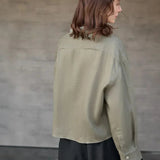 Jimena | Chemise en Lin Cropped Femme Manches Longues Oversize