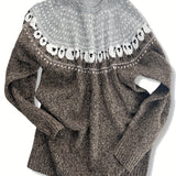 Jimena | Pull en Point Jacquard Femme Oversize Canesú Nordique