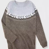 Jimena | Pull en Point Jacquard Femme Oversize Canesú Nordique