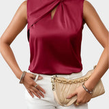 Tereza - Blouse Satinée Élégante Sans Manches