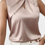 Tereza - Blouse Satinée Élégante Sans Manches