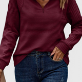 Ludovica | Pull à Col V, Zip et Manches Longues