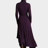 Teresa - Robe maxi en tricot asymétrique avec col roulé