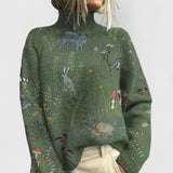 Laia | Pull en Tricot Imprimé Floral Femme Col Montant Oversize