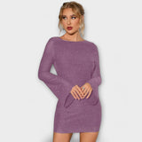Robe dos nu avec sequins et manches longues