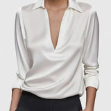 Paloma | Blouse à Manches Longues avec Décolleté Drapé Femme