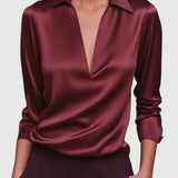 Paloma | Blouse à Manches Longues avec Décolleté Drapé Femme