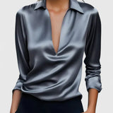 Paloma | Blouse à Manches Longues avec Décolleté Drapé Femme