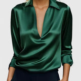 Paloma | Blouse à Manches Longues avec Décolleté Drapé Femme