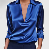 Paloma | Blouse à Manches Longues avec Décolleté Drapé Femme