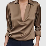 Paloma | Blouse à Manches Longues avec Décolleté Drapé Femme