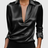 Paloma | Blouse à Manches Longues avec Décolleté Drapé Femme