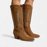 Kinga - Bottines cowboy brodées à la mode