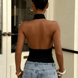 Esther | Top Halter avec Dos Nu Femme Col Haut