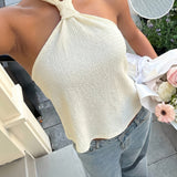 Ana | Top Halter avec Dos Nu Femme Sans Manches