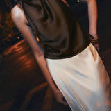 Lucía | Top Halter en Satin Sans Manches Femme Dos Nu