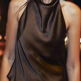 Lucía | Top Halter en Satin Sans Manches Femme Dos Nu