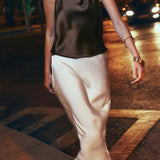 Lucía | Top Halter en Satin Sans Manches Femme Dos Nu