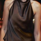 Lucía | Top Halter en Satin Sans Manches Femme Dos Nu