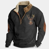 Lukáš – Pull pour homme avec motif de cerf et fermeture éclair au cou